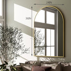 HARRITPURE Arched Wall Mirror 24"x36" – Gold Metal Frame Vanity Mirrors for Bedroom, Entryway, Living Room Decor