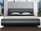 SHA CERLIN Modern Low Profile Platform Bed Frame Full Size, Stylish Faux Leather Upholstered Sleigh Bed with Adjustable Headboard, No Box Spring Needed, Glossy Black