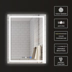 Bathroom Vanity LED Mirror for Wall with Anti Fog, Dimmable Touch Button, Adjustable Color Temperature, Memory Function 30"x40" by Fab Glass and Mirror