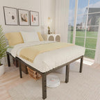 ALDRICH 18 Inch Metal Full Size Bed Frame - Black Basic Steel Slats Platform, Easy Assembly Heavy Duty Noise Free Bedframes, No Box Spring Needed