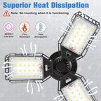 LED Garage Lights - 1 Pack, 80W, 8000LM 6500K Shop Light with 3 Deformable Panels, Basement Barn Light, E26/E27 for Shop, Warehouse, Basement