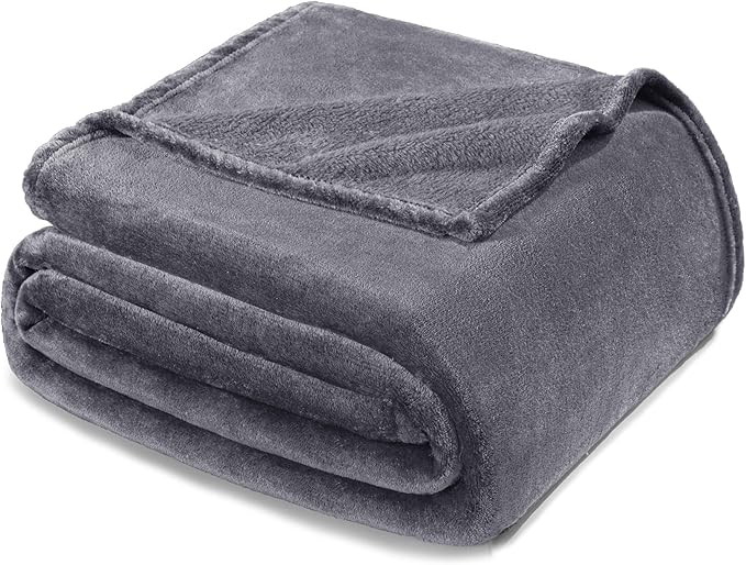 Exclusivo Mezcla Fleece Blanket King Size for Bed, Super Soft and Warm, All Season Use, Cozy, Plush, Lightweight, 120x120 Inches, Dark Grey