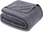 Exclusivo Mezcla Fleece Blanket King Size for Bed, Super Soft and Warm, All Season Use, Cozy, Plush, Lightweight, 120x120 Inches, Dark Grey