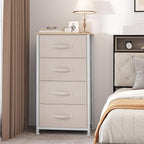 YITAHOME 4-Drawer Fabric Dresser, Dresser for Bedroom, Living Room, Hallway, Closet, Sturdy Steel Frame, Wooden Top, Easy-to-Pull Fabric Bins, Cream White