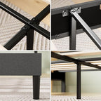 ZINUS King Piper Upholstered Platform Bed with Horizontal Paneled Headboard, Wooden Slat Support, No Box Spring Needed, Easy Assembly, Eco Friendly Packaging, Dark Grey