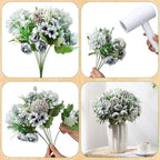 Tigeen 12 Bundles Peonies Artificial Flowers Faux Roses Silk Flowers Hydrangea Artificial Bouquet for Wedding Table Centerpiece Floral Vase Home Office Bridal Decor (Pastel Blue)