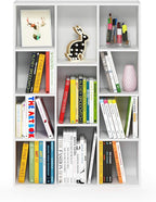 Furinno LUDER Book Shelf, 11-Cube Bookshelf, Reversible Bookcase, 9.4" x 29.1" x 41.7", for Living Room, Bedroom, Home Office, White