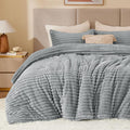 BEDELITE Fleece Twin Comforter Set -Super Soft & Warm Fluffy Light Grey Bedding, Luxury Fuzzy Heavy Bed Set for Winter with 1 Pillow case