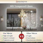 Keonjinn 24 x 40 Inch LED Bathroom Mirror with Backlit, Anti-Fog Vanity Mirror with CRI90+ HD Tempered Glass, Stepless Dimmable, High Lumen, UL Listed, Waterproof, Horizontal/Vertical