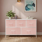 OLIXIS Dresser for Bedroom with 5 Drawers, Wide Chest of Drawers, Fabric Bedroom Dresser with Drawer Organizer, Storage Organizer Unit with Fabric Bins for Closet, Living Room, Hallway, Classic Black