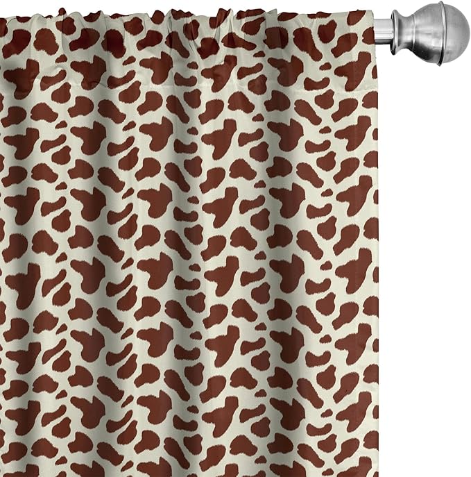 Ambesonne Cow Print Window Curtains, Cattle Skin with Brown Spots Agriculture Cow Oxen Hide Camouflage Pattern, Lightweight Decor 2-Panel Set with Rod Pocket, Pair of - 28" x 95", White Brown