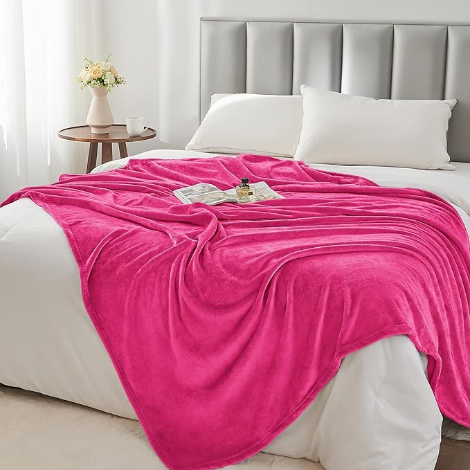 BEDELITE Fleece Blanket Hot Pink Throw Blanket for Couch & Bed, Luxury Plush Cozy Fuzzy Blanket 50" x 60", Super Soft Warm Lightweight Throw Blanket for Travel Camping