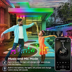 200ft Outdoor LED Strip Lights Waterproof,IP68 Outside Led Light Strips Waterproof with App and Remote,Music Sync RGB Exterior Led Rope Lights with Self Adhesive Back for Roof,Deck