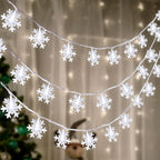 2 Packs 100 LED Christmas Snowflake String Lights Hanging Decorations - Winter Wonderland Lighted Decor for Holiday Xmas Indoor Outdoor Party Supplies (42.6ft,Batteries Not Included)