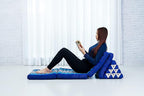 Leewadee Comfortable Japanese Floor Mattress - Thai Floor Bed with Triangle Cushion - Futon Mattress - XL Extra Long Thai Massage Mat, 89 x 20 inches, Blue, Kapok Filling