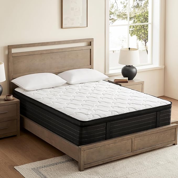 King Size Mattress - 12 Inch Hybrid King Mattresses in a Box with Bamboo Cover - King Size Memory Foam Mattress with Pocket Springs - Medium Firm Mattress for Pressure Relief - CertiPUR-US Certified