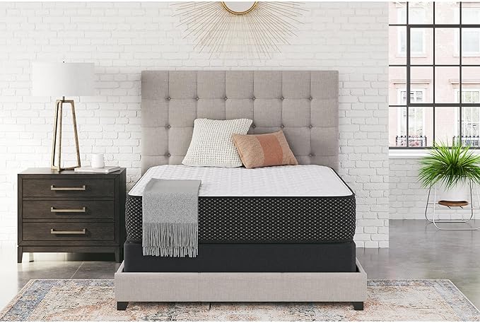 Signature Design by Ashley Limited Edition Firm 12 Inch Hybrid Mattress with Gel Memory Foam and Edge Support for Cool Sleep and Pressure Relief, Queen, Fiberglass Free, Mattress In A Box