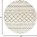 SAFAVIEH Arizona Shag Collection Area Rug - 3'2" Round, Ivory & Green, Moroccan Design, Non-Shedding & Easy Care, 1.6-inch Thick, Ideal for The Living Room, Dining, Bedroom (ASG741Y)