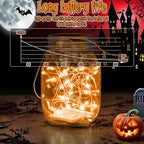 TingMiao Halloween Orange Fairy Lights Battery Operate,7.2ft 20 LEDs String Lights Silver Copper Wire for Hallowen Christmas DIY Decoration Wedding Party (6 Pack)