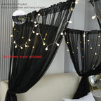 Akiky Canopy for Girls Room Black Bed Curtains Elegant Sheer Curtain for Twin Full Queen King Size Bed Drapes,8 Panels Canopies with Light,Room Décor(King,Black)