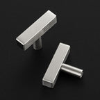 5 Pack Silver Cabinet Knobs - Sqaure Bar Cabinet Pulls Brushed Nickel Knobs for Kitchen Drawer Stainless Steel Dresser Pulls for Kitchen Hardware 2in Length Single Hole