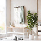 Umbra Flip Wall Mounted Floating Rack – Modern, Sleek, Space-Saving Coat Hanger with 5 Retractable, Driftwood/Nickel Hook