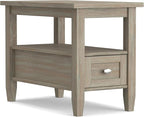 SIMPLIHOME Warm Shaker SOLID WOOD 14 inch Wide Rectangle Transitional Narrow Side Table in Distressed Grey for the Living Room and Bedroom