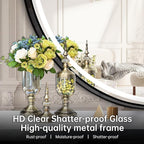 32 Inch Round Led Mirror, Bathroom Mirror with Lights, Black Metal Framed Frontlit Circle Mirrors for Wall with Anti-Fog, Memory Function, 3 Color Temperature, Dimmable Makeup Mirror