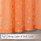 MYSKY HOME Pom Pom Orange Sheer Curtains for Bedroom Girls Room Curtains 84 Inches Long for Nursery Kids Light Filtering Boho Window Drapes, Rod Pocket, 52" Wide, 2 Panels