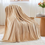 NEWCOSPLAY Super Soft Queen Blanket Brown Premium Silky Flannel Fleece Leaves Pattern Lightweight Bed Blanket All Season Use (Brown, Queen(90"x90"))