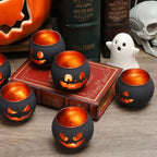 Set of 8 Halloween Candle Holder, Tealight Grimace Holder, Black Votive Candlesticks for Table Centerpieces Party Decoration