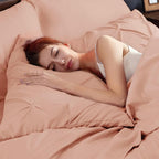 Bedsure Twin Comforter Set Dusty Pink - Bed in a Bag Twin Size Bedding 5 Pieces, GentleSoft™ Pintuck Bed Set Gift for Family, Pinch Pleat Dusty Pink Comforter with Sheets, Pillowcase & Sham