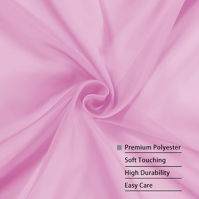 OWENIE Pink Sheer Curtains 96 Inch Length, Elegant Sheer Curtains for Bedroom, Window Voile Sheer Curtain Panels/Drapes/Treatment for Living Room, 2Pcs, Each 42" W x 96" L