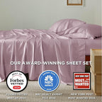 Bedsure Queen Sheet Set, Rayon Derived from Bamboo, Cooling Sheets, Breathable & Soft, Deep Pocket Up to 16 Inches, Hotel Luxury Silky Bedding for Hot Sleepers, Lavender
