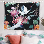 Batmerry White Watercolor S Tapestry, Flower Wall Art Hanging Decoration Polyester Fiber White Ruffled Around for Dorm Room Bedroom Living Room, 39.1x59.1 inches