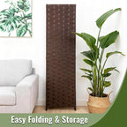 FDW Room Divider Wood Screen 6 Panel Folding Portable Partition Screens Wooden Mesh Woven Design Room Divider for Home Office (Dark Brown)
