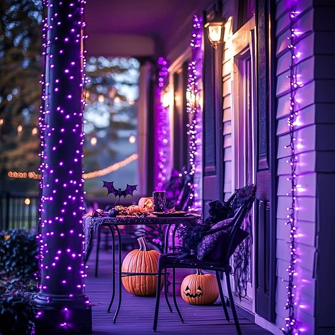 JMEXSUSS 250 LED Christmas String Lights, 91.5ft Purple Christmas Lights Outdoor Waterproof, 8 Lighting Modes Connectable Christmas Tree Light for Yard Patio Party Holiday Decorations