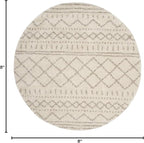SAFAVIEH Arizona Shag Collection Area Rug - 8' Round, Ivory & Beige, Moroccan Design, Non-Shedding & Easy Care, 1.6-inch Thick Ideal for High Traffic Areas in Living Room, Bedroom (ASG741A)