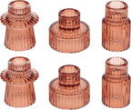 Vixdonos Glass Candlestick Holders Tealight Candle Holders for Table Centerpieces, Wedding Decor and Dinner Party (6 Pcs, Reddish Brown)