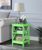 Convenience Concepts Oxford End Table 15.75" - Modern Living Room Table with Storage Shelves, Transitional Nightstand Side Table for Home Decor and Display, Lime Green