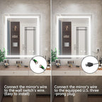 30 x 36 Inch LED Mirror for Bathroom with Lights, Frameless Lighted Bathroom Vanity Mirrors, Stepless Dimmable, Anti-Fog, Memory Funtion, Wall Mounted, Horizontal/Vertical