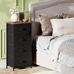 Somdot Dresser for Bedroom with 4 Drawers, Storage Organizer Chest of Drawers with Removable Fabric Bins for Closet Bedside Living Room Laundry Entryway Hallway, Black Rustic Brown