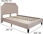 Flash Furniture Brighton Full Size Tufted Upholstered Platform Bed in Beige Fabric