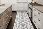 Custom Size Southwestern Style Runner Rug Mat for Wide Hallway Entryway Kitchen Laundry Room with Slip Resistant Latex Rubber Backing, Aztec Light Grey, 31 inch X 6 feet