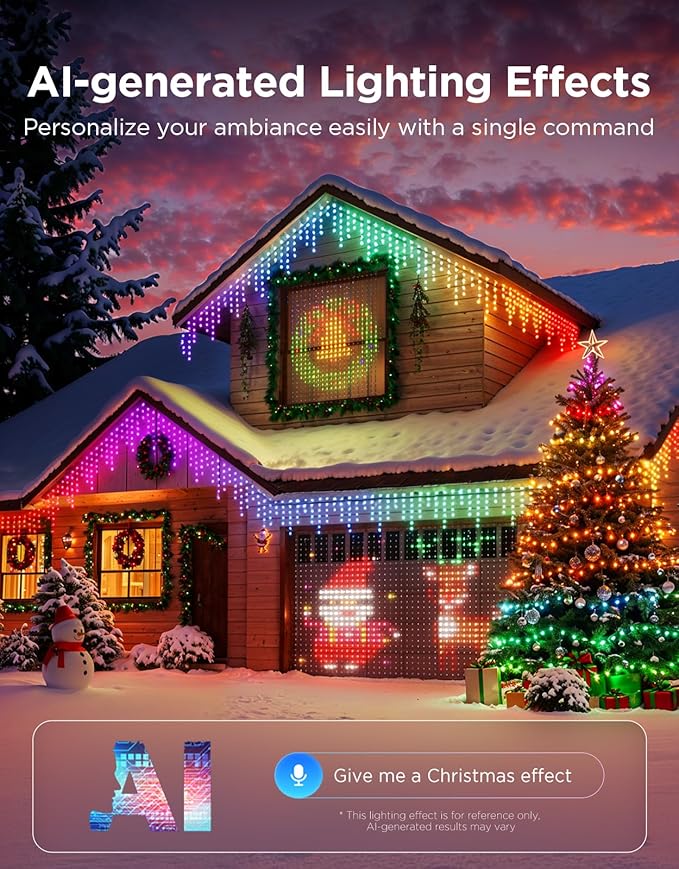 Govee Christmas Lights 2, RGBWIC 66FT 200LEDs Holiday String Lights with Shape Mapping Function, Smart LED Decoration for Indoor Outdoor Tree, 130+ Preset Scenes, Voice and APP Control, Green Wire