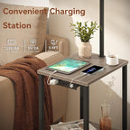 SUNMORY Floor Lamp with Table, End Table for Living Room with Lamp, Shelves Side Table with Charging Station(USB & AC Port), 3 Color Temperature LED Bulb, Modern Nightstand Lamp for Bedroom, Office