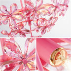 WUZUPS Crystal Chandelier Pendant Flushmount Ceiling Light Modern Lighting Fixture for Bedroom Hallway Bar Kitchen Bathroom, H 15.7" x W 17.7", Pink, E12 Base