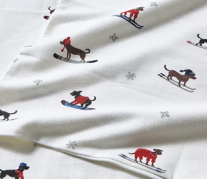 Eddie Bauer - Flannel Sheets King Size, Anti-Pilling & Wrinkle Resistant Cotton, Touchably Soft for All-Season Comfort - Bed Sheets with Matching Pillowcases & Fitted Sheet (Ski Patrol White)
