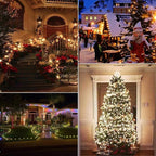 100 Feet C9 Bulb String Lights Outdoor Clear Christmas Lights Green Wire for Outdoor Patio Room Party Backyard Decoration, E17 Base, 100 Bulbs