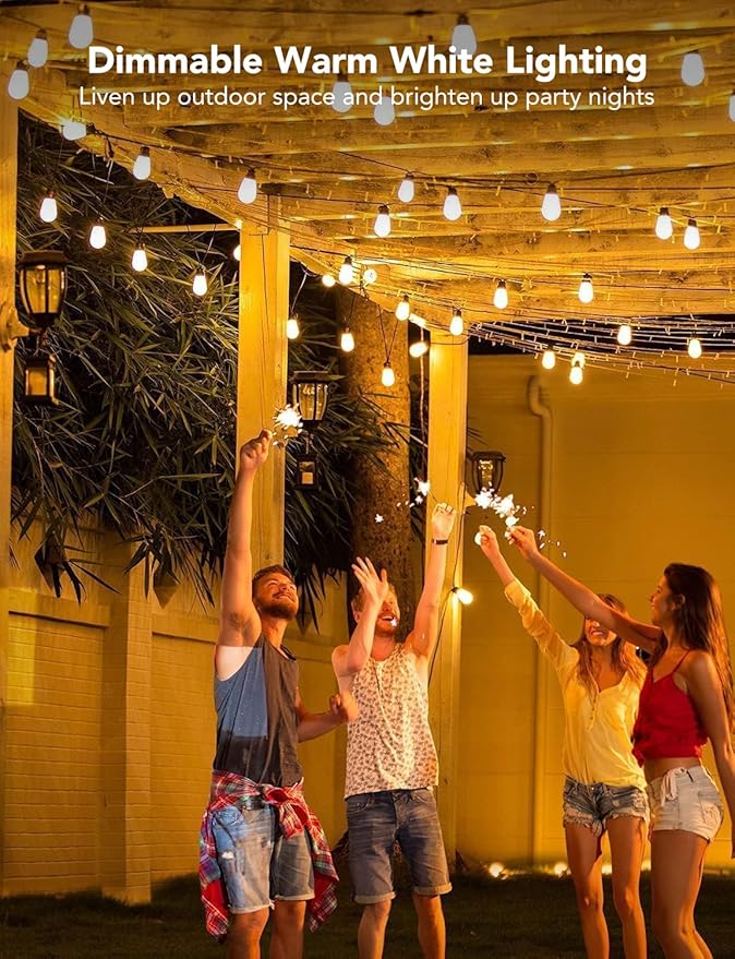 Govee Smart Outdoor String Lights H7020, RGBIC Warm White 48ft LED Bulbs for Outdoor Decor, WiFi Patio Lights Work with Alexa, Google Assistant, APP Control, IP65 Waterproof